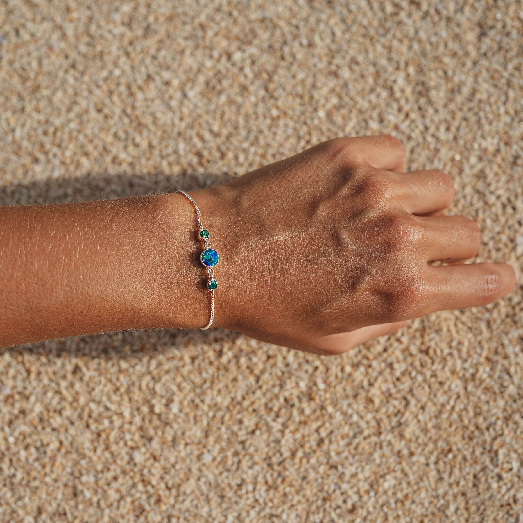 Schmuckset Armband Ring Opal Smaragd