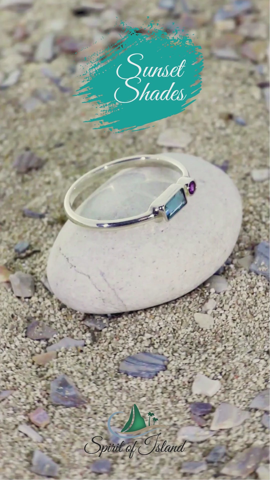 Sliber Ring blauer Topas lila Granat