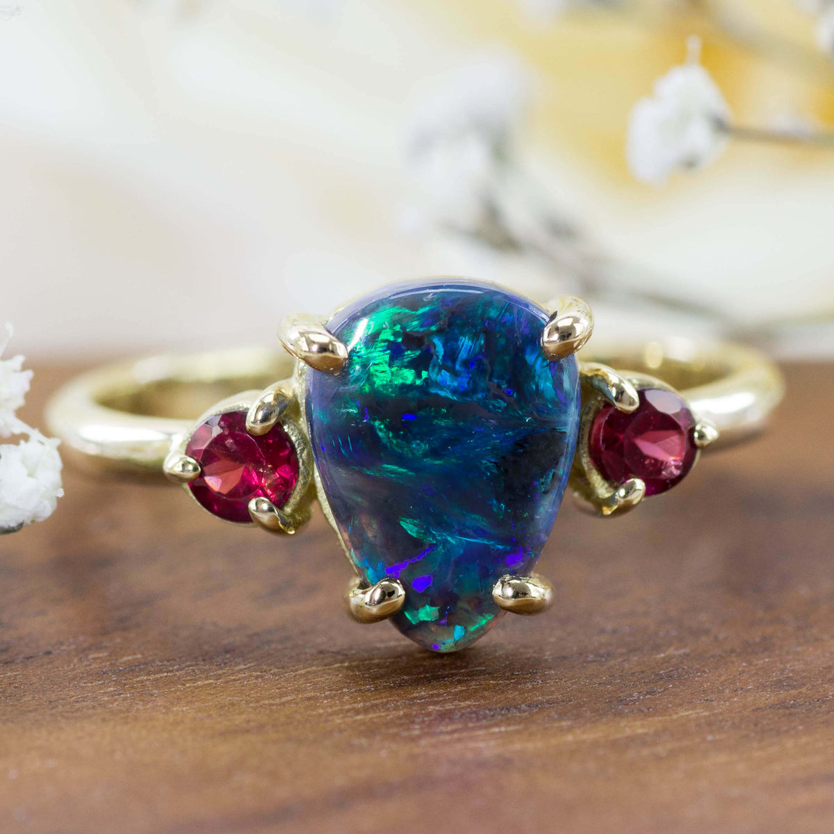 18k Gold Ring Opal Turmalin