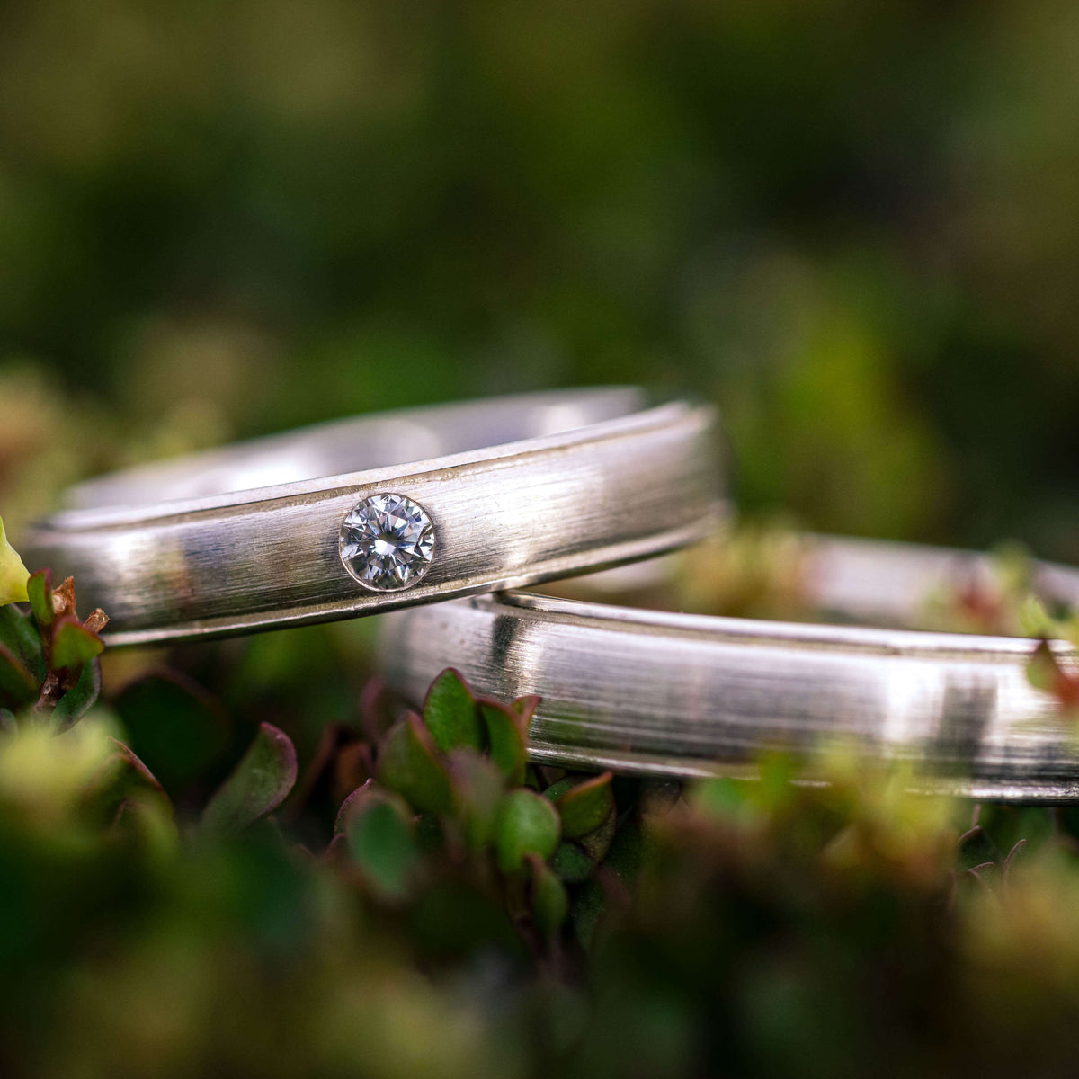 925 Silber Eheringe matt Diamant