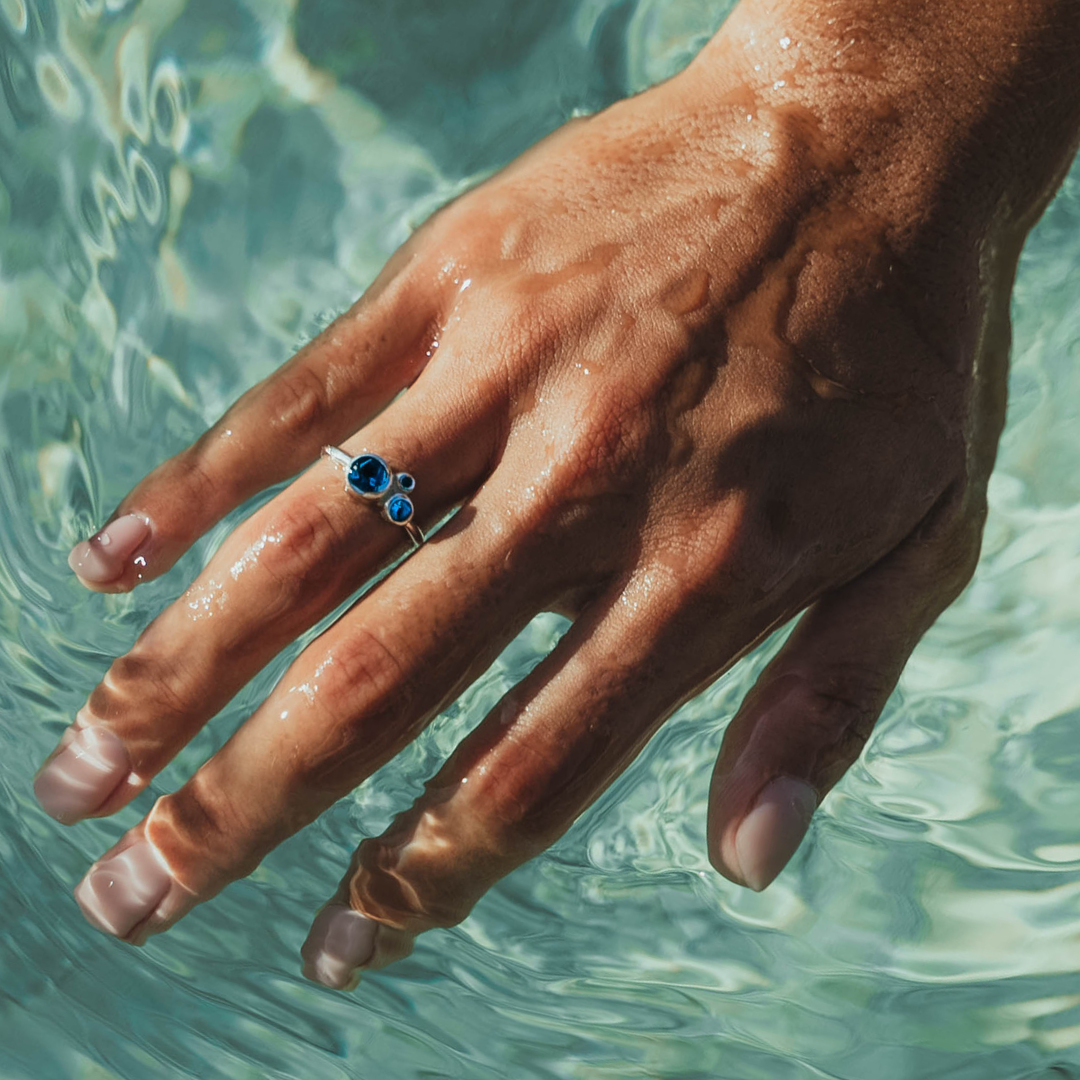 925 Silber Ring Blauer Topas
