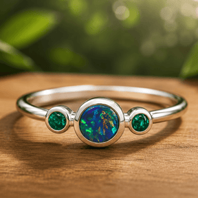 925 Silber Ring Opal Schmuck Smaragd