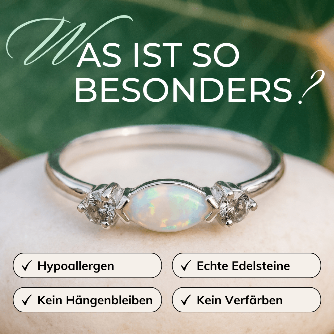 925 Silber Ring Opal & Diamanten