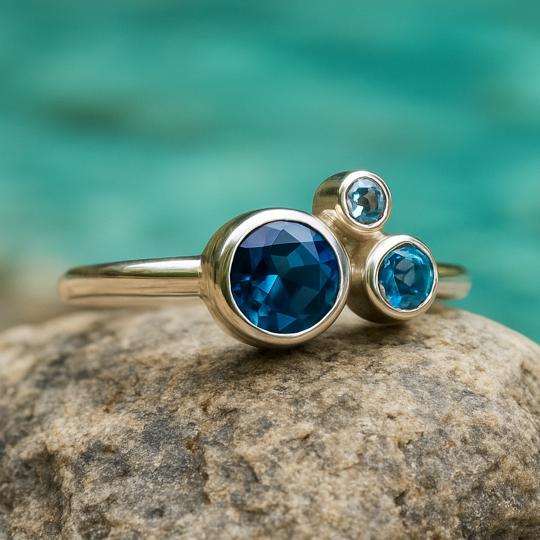 Blauer Topas Ring 925 Silber