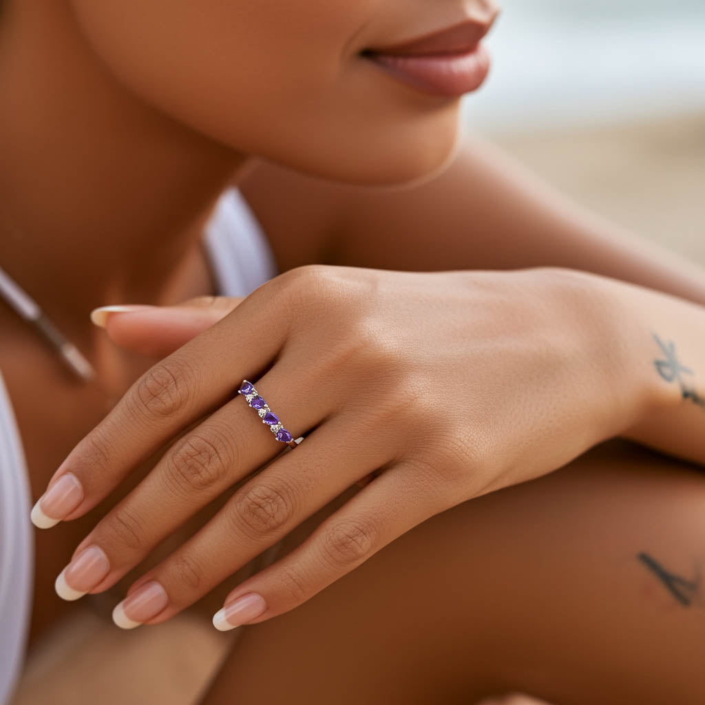 Amethyst Diamant Ring Silber