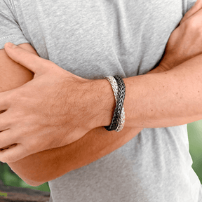 Edles Armband Herren Silber Schwarz