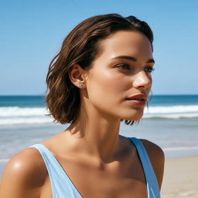 Blaue Zirkon Ohrringe Silber Frau