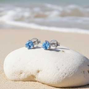 Blaue Zirkon Ohrringe Silber Ohrstecker