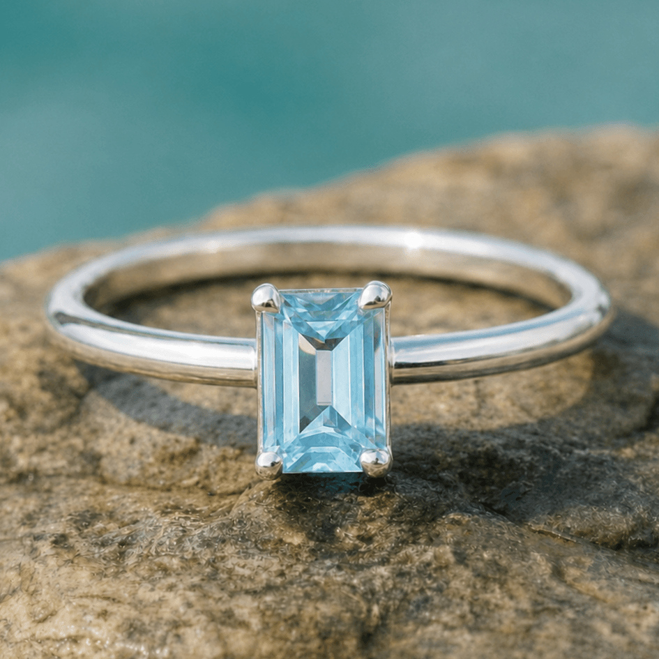 Blauer Aquamarin Ring 925 Silber