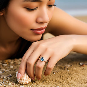 Blauer Saphir Solitär Ring Damen