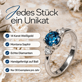 Blauer Saphir & Diamanten Ring | 585 Weißgold