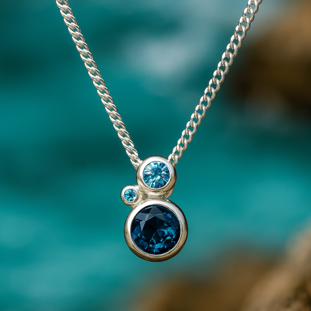 Blauer Topas Anhänger Silber