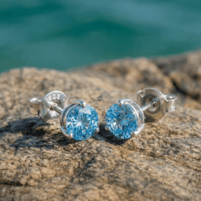 Blauer Zirkon Ohrstecker 925 Silber