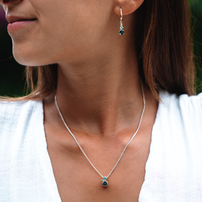 Damen Schmuckset Topas Halskette Ohrringe