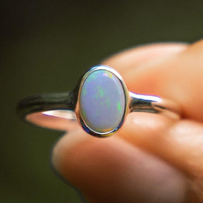 Damen Silber Ring weisser Opal