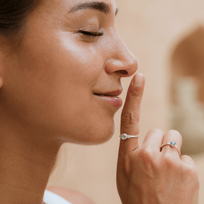 Damenring Silber Mondstein Diamant