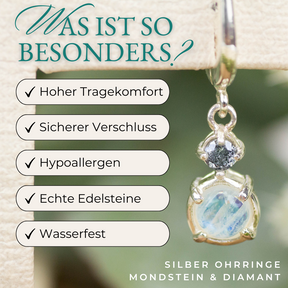 Diamant im Mondstein Ohrringe