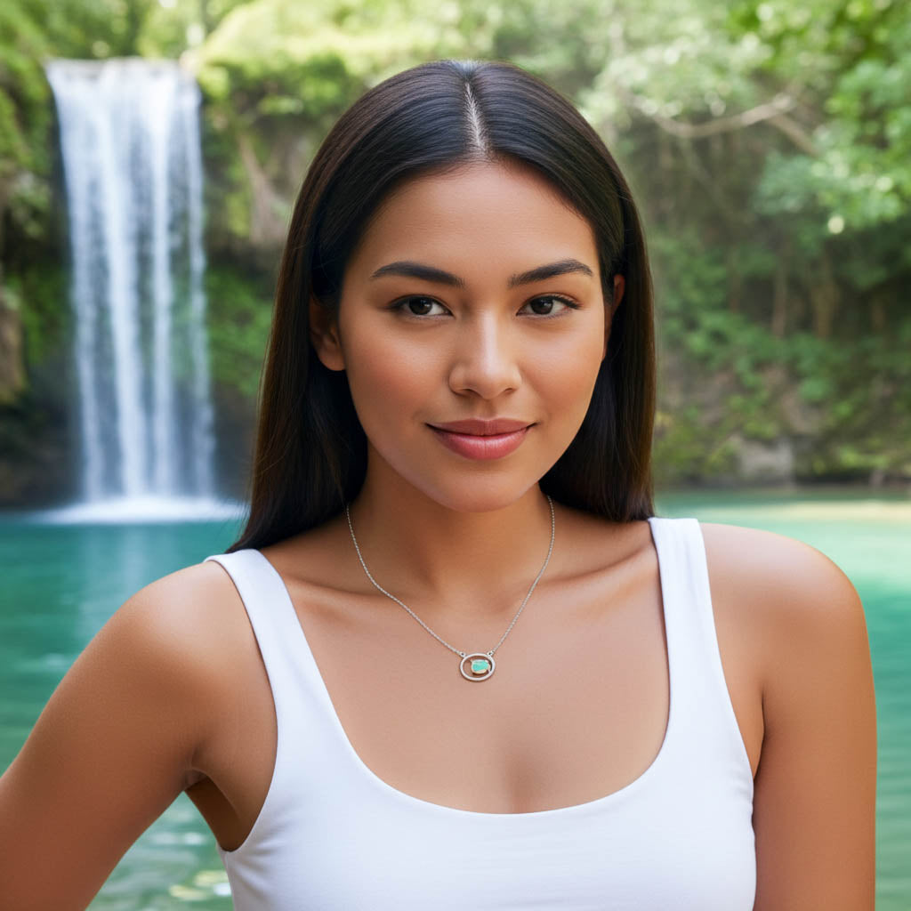 Echter Opal Damen Halskette Silber