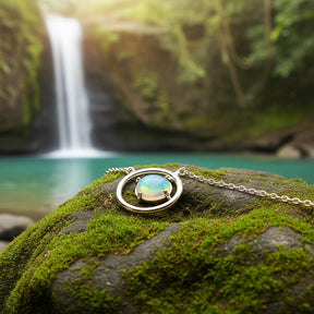 Echter Opal Halskette Silber Damen