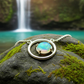 Echter Opal Halskette Silber