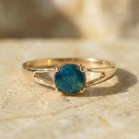 Echter Schwarzer Opal Ring 585 Gold