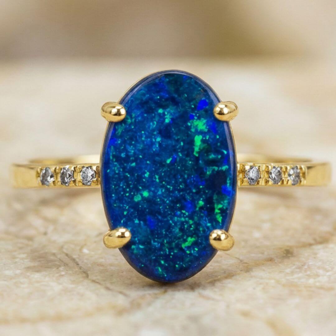 Echter Schwarzer Opal Ring Gold