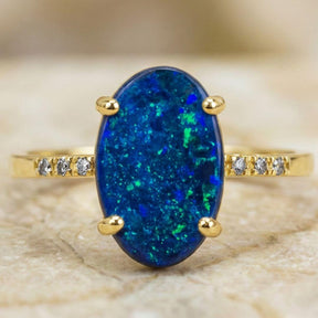 Echter Schwarzer Opal Ring Gold