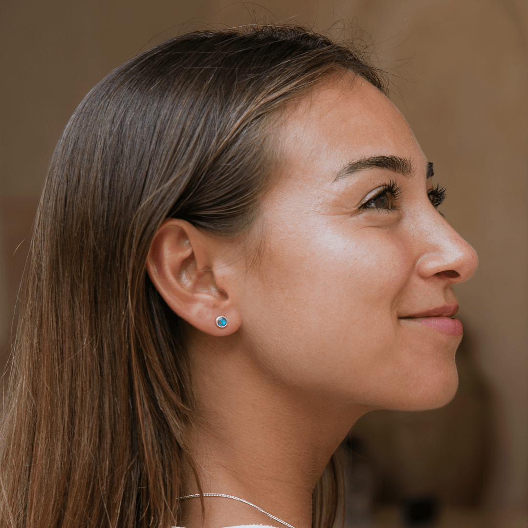 Echter Opal Ohrstecker Silber