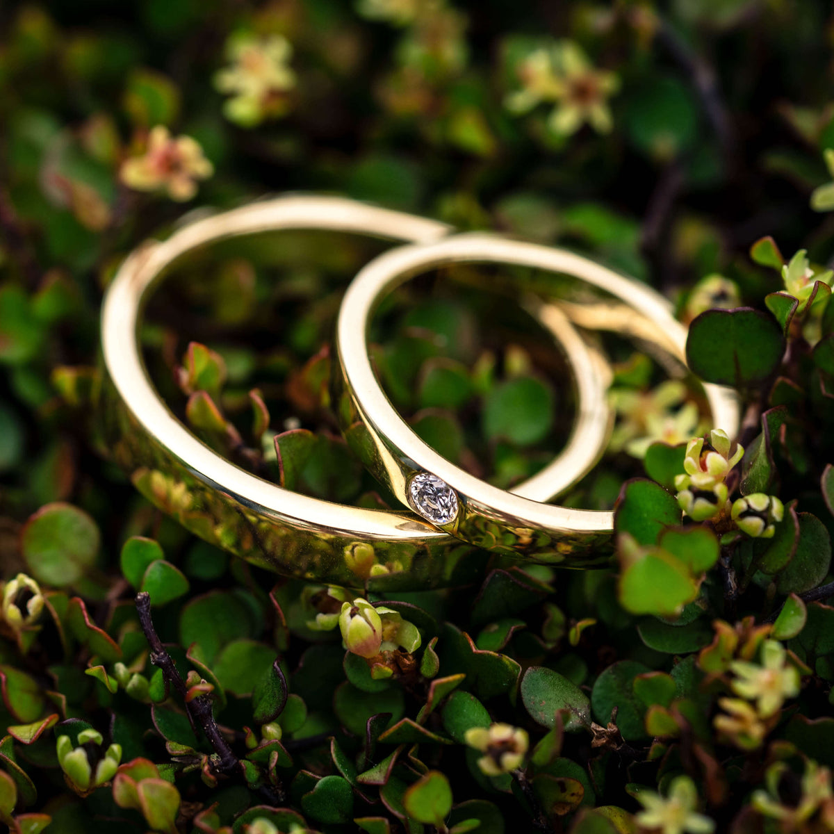 Eheringe Gold poliert mit Diamant