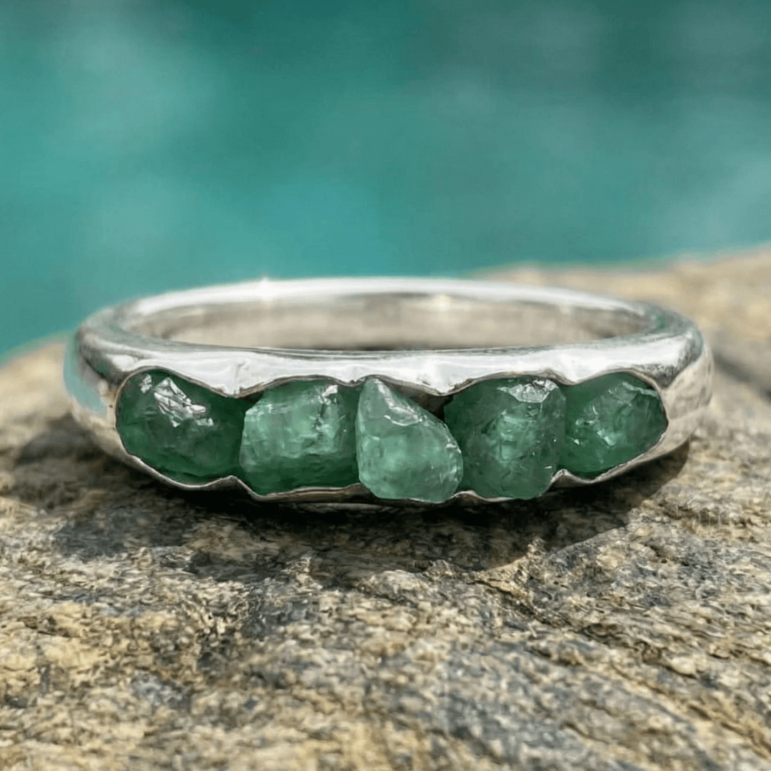 Geburtsstein Ring Smaragd Silber