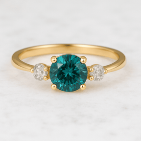Gelbgold Verlobungsring mit blauem Saphir