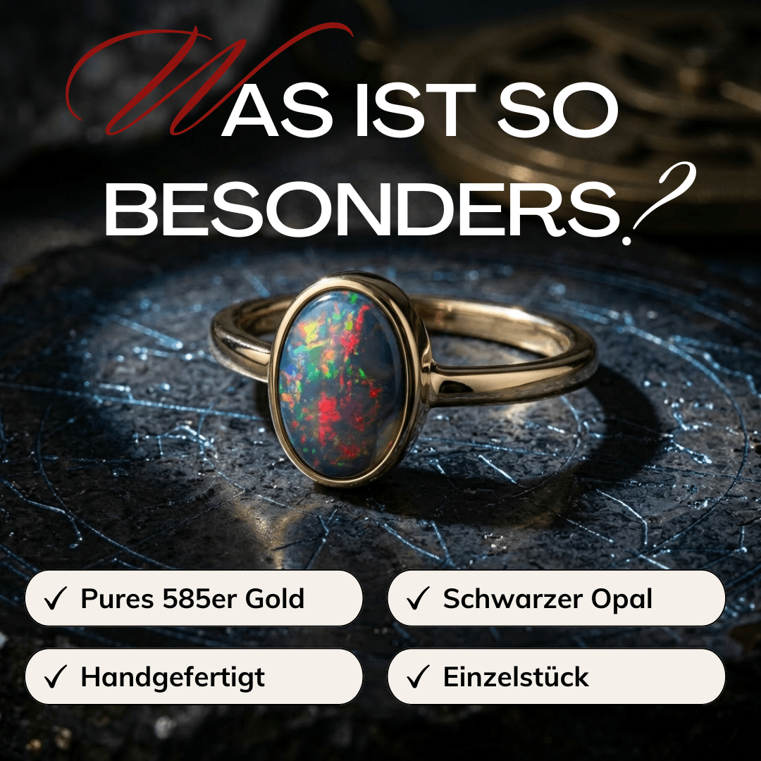 Gold Ring Schwarzer Opal Echt
