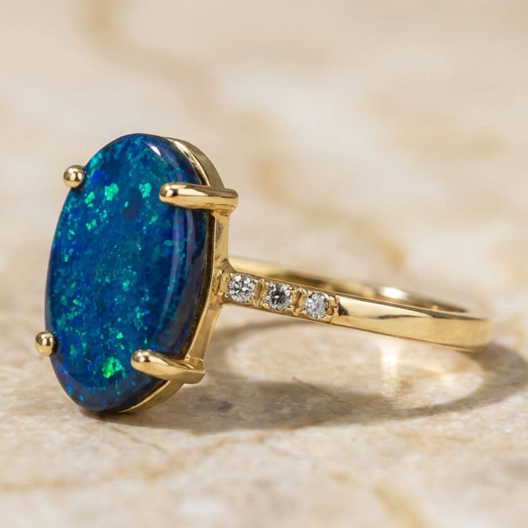 Goldring Echter Schwarzer Opal