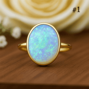 Goldring weißer Opal