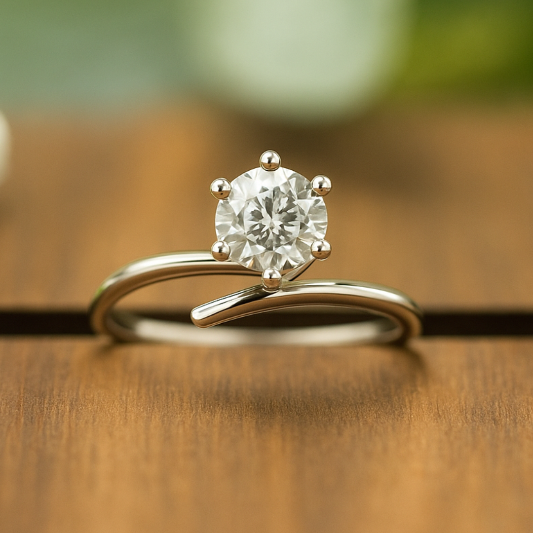 Günstiger Verlobungsring Silber Diamant