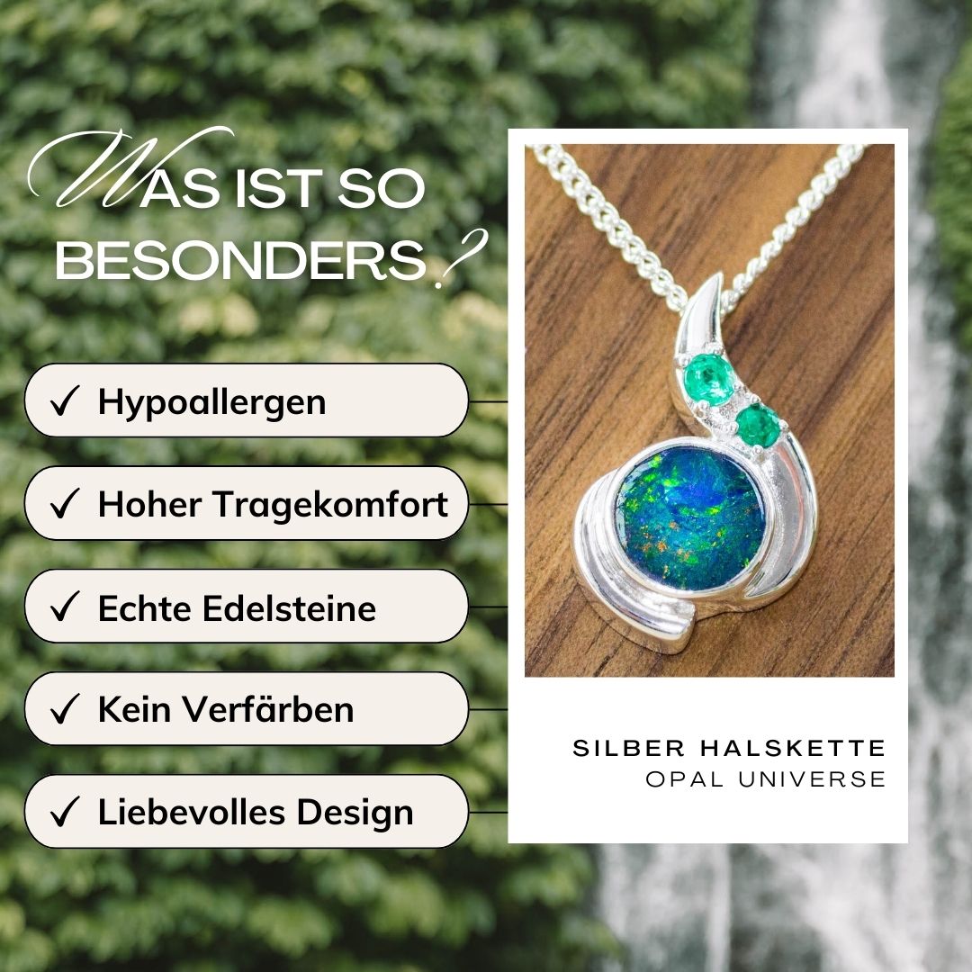 Halskette 925 Silber Opal