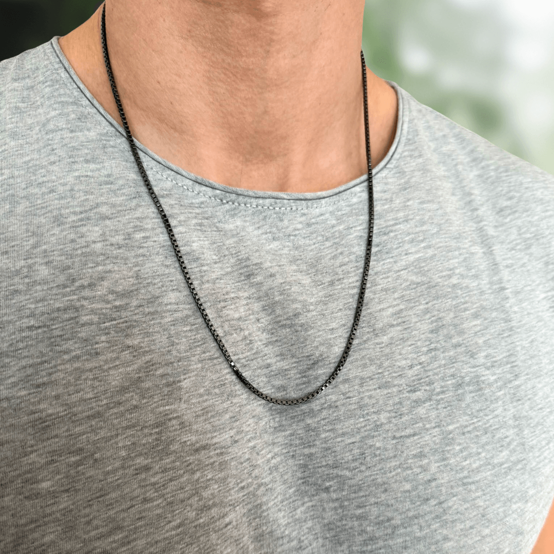 Herren Halskette Schwarzes Rhodium