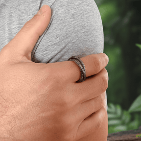 Herrenring Schwarz Geflochten