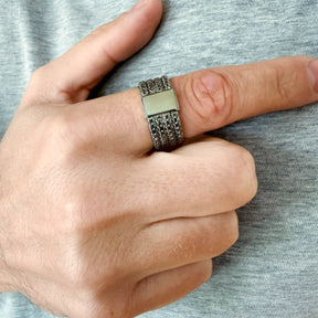 Herrenring Schwarzes Rhodium breit