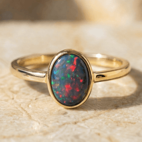 Lightning Ridge Black Opal Ring
