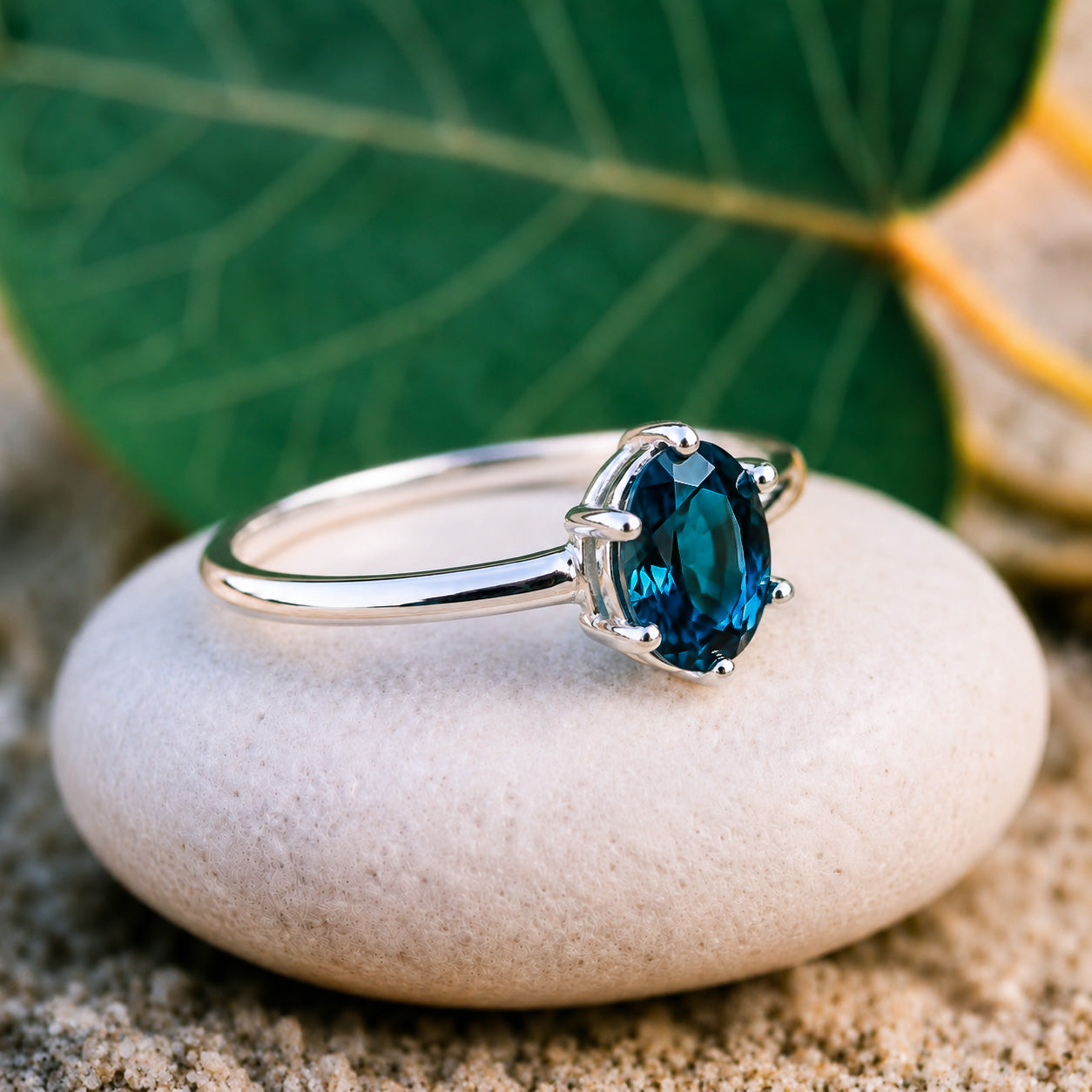 London Blauer Topas Ring 925 Silber