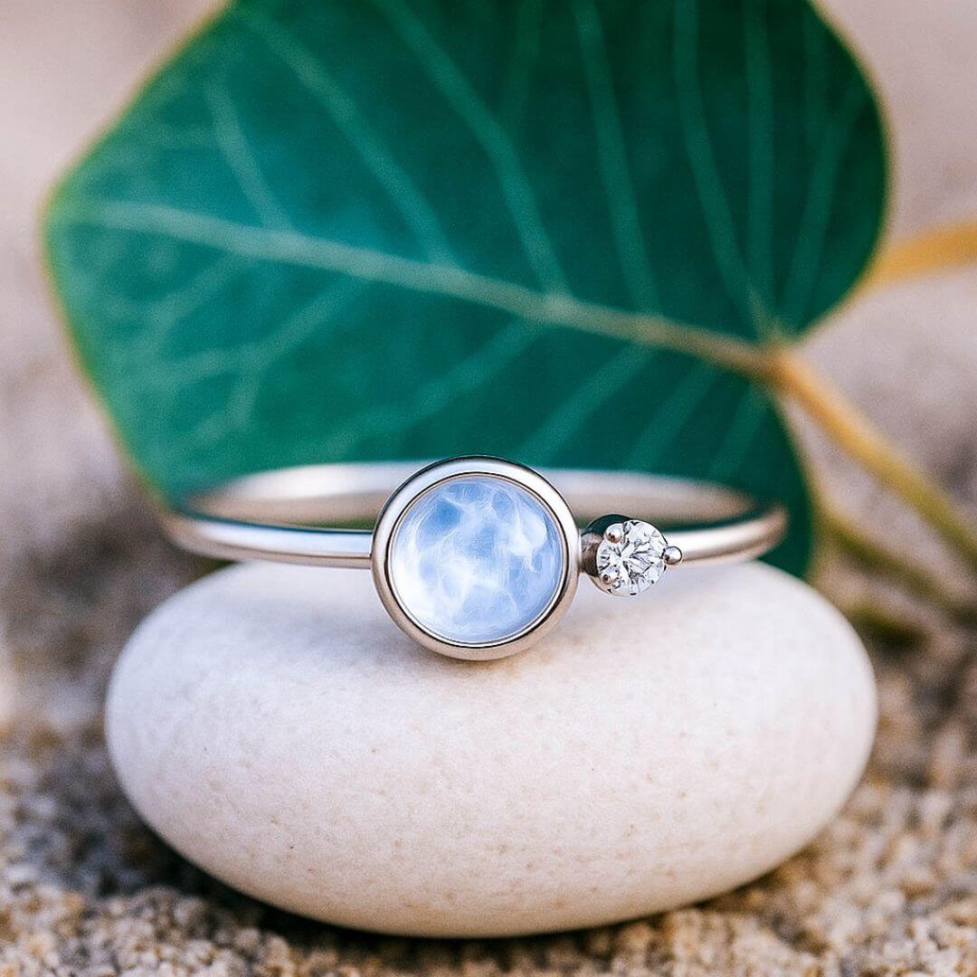 Mondstein Diamant Ring Silber