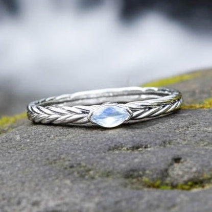 Mondstein Solitär Ring Frauen