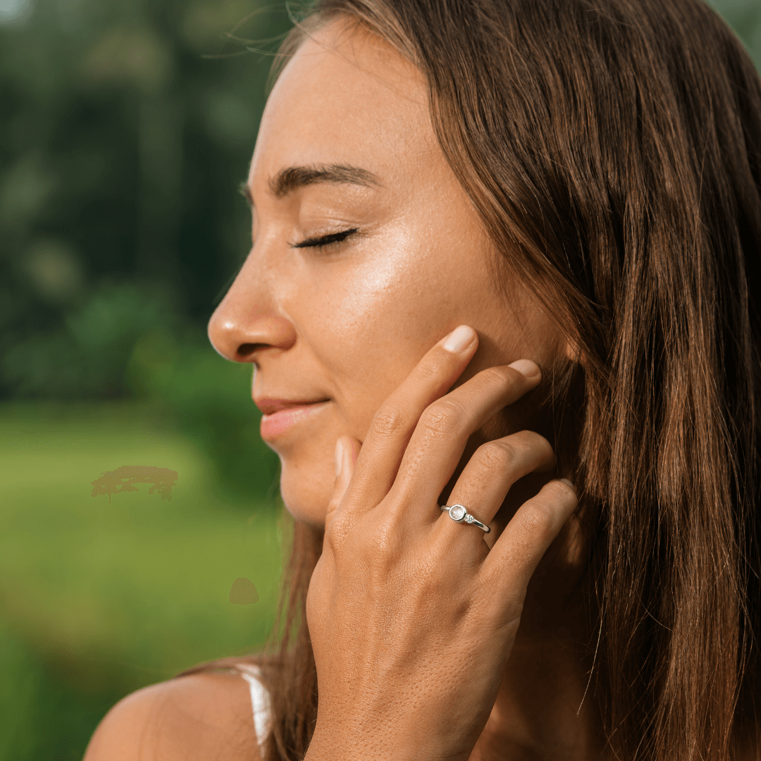 Mondstein Diamant Silber Ring