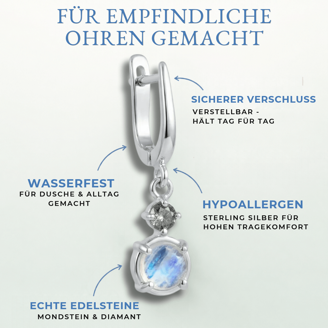 Mondstein Diamanten Ohrring Silber