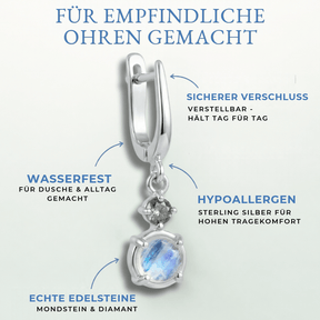 Mondstein Diamanten Ohrring Silber