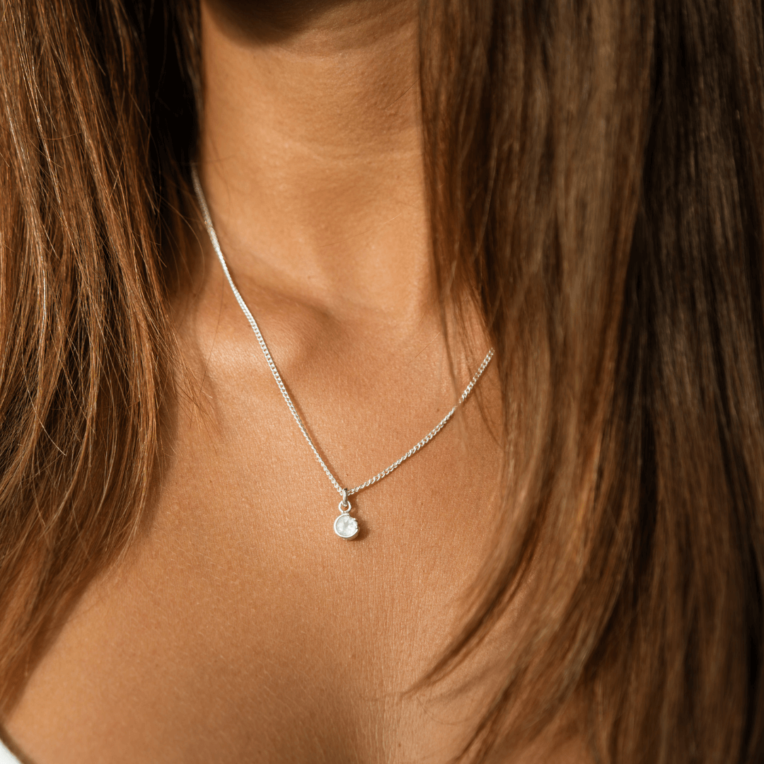 Mondstein Halskette Damen Silber