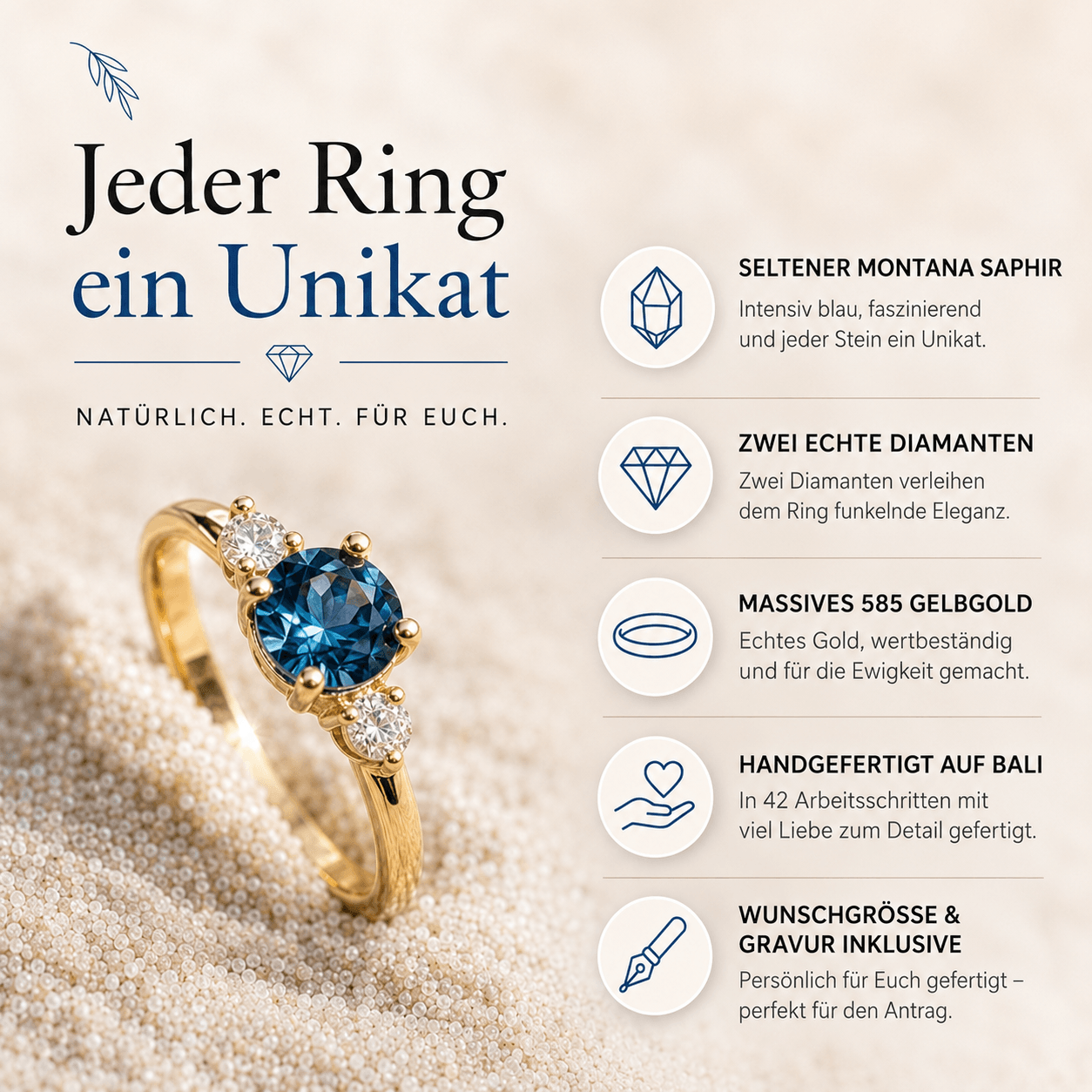 Blauer Saphir & Diamanten Ring