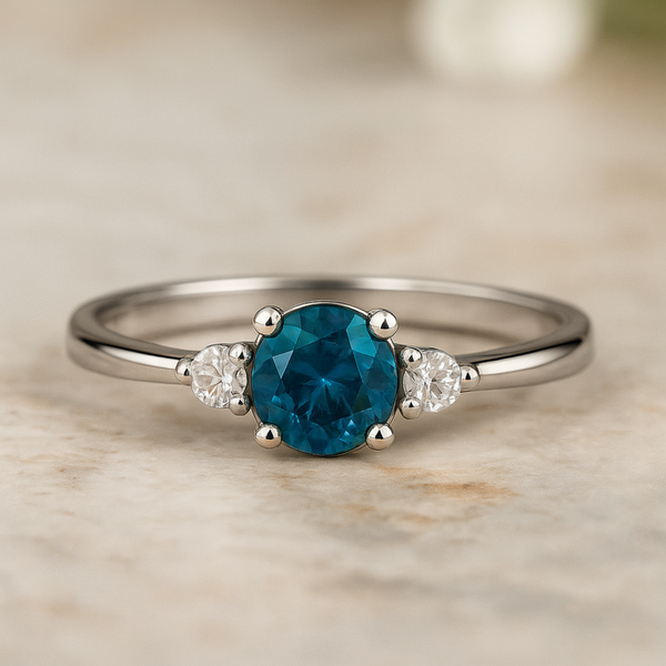 Blauer Saphir & Diamanten Ring | 585 Weißgold