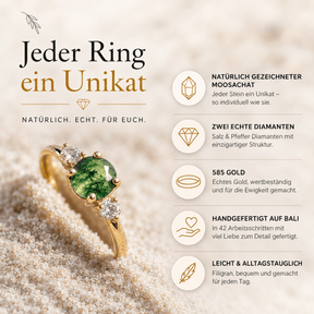 Moosachat Diamant Verlobungsring Gold Unikat